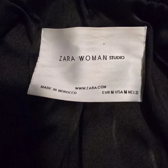ZARA WOMEN’S STUDIO PLAID CHECK DOUBLE BREASTED 100% WOOL COAT GRAY - Picture 6 of 12